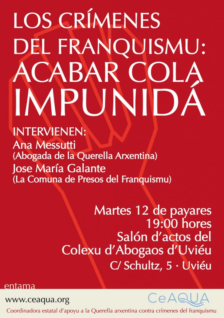Cartel de la charla de Ana Messuti en Asturias