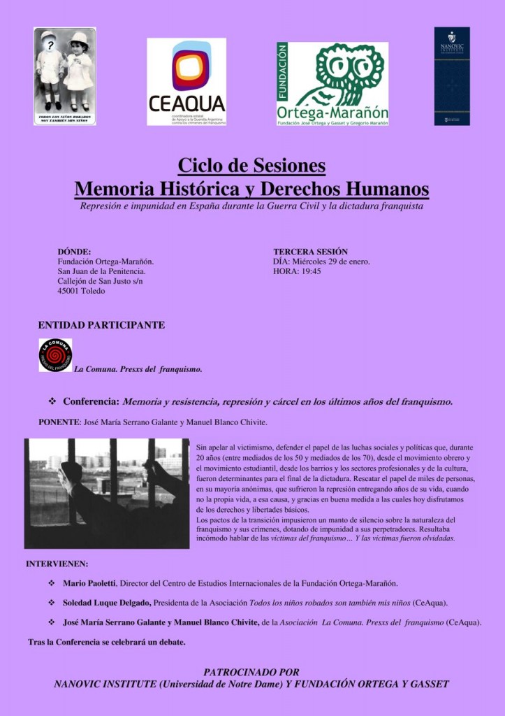 CARTEL 3ª Sesión_ CICLO DE SESIONES MEMORIA HISTÓRICA Y DERECHOS HUMANOS